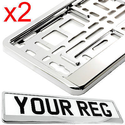 2 x CHROME EFFECT NUMBER PLATE HOLDER SURROUND CAR THE BEST GOOD FOR CAR, VAN