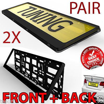 2x Black Hinged Car Number Plate Surround Holder FOR ANY CAR TRUCK VAN TRAILER
