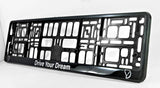 2x CUSTOM TEXT PHOTO LOGO DESIGN BLACK Car Number Plate Surround Holder FOR ANY CAR