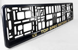 2x CUSTOM TEXT PHOTO LOGO DESIGN BLACK Car Number Plate Surround Holder FOR ANY CAR