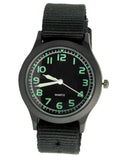 BLACK TACTICAL FIELD OPS  MILITARY SWISS CANVAS BAND LUMINOUS HANDS ARMY WATCH