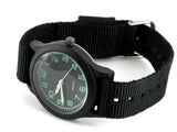 BLACK TACTICAL FIELD OPS  MILITARY SWISS CANVAS BAND LUMINOUS HANDS ARMY WATCH