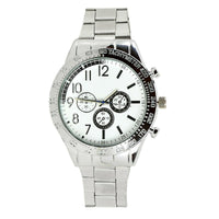 GENTS BUSINESS CHRONOGRAPH DESIGN DAYTONA WHITE DIAL SILVER BRACELET STEEL WATCH