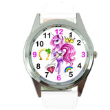 NEW UNICORN PONY WHITE LEATHER FILM MOVIE FAIRY TALE GIRL TV STEEL WATCH UK E4