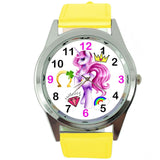 NEW UNICORN PONY YELLOW LEATHER FILM MOVIE FAIRY TALE GIRL TV STEEL WATCH UK E4