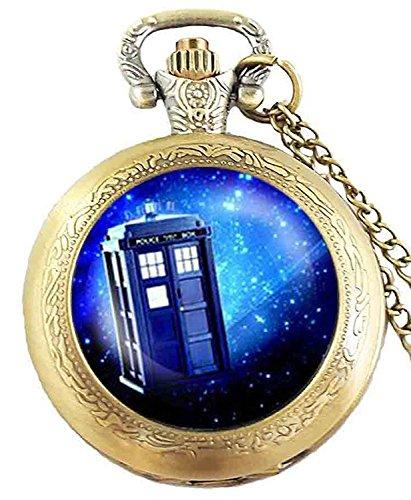 Bronze Antique Engraved Quartz Pocket Watch for science fiction fans