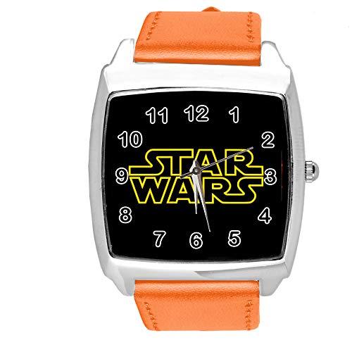TAPORT? Quartz Watch Orange Leather Band Square for Star Wars Fans