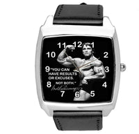 ARNOLD SCHWARZENEGER GYM SPORT BODYBUILDING MOTIVATION BLACK MUSCLE SQUARE WATCH
