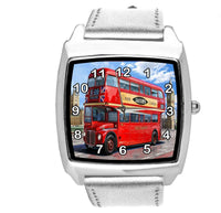 SILVER LEATHER LONDON BUS BRIDGE BIG BEN BRITAIN souvenir GIFT DVD SQUARE WATCH
