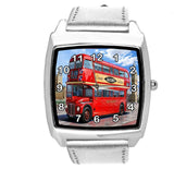 SILVER LEATHER LONDON BUS BRIDGE BIG BEN BRITAIN souvenir GIFT DVD SQUARE WATCH