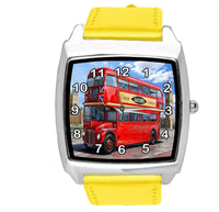 YELLOW LEATHER LONDON BUS BRIDGE BIG BEN BRITAIN souvenir GIFT DVD SQUARE WATCH