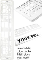 SUPER WHITE Car Number Plate Surround Holder FOR ANY CAR, TRUCK VAN TRAILER CAR