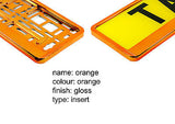 SUPER CHROME ORANGE Car Number Plate Surround Holder FOR ANY CAR VAN TRAILER