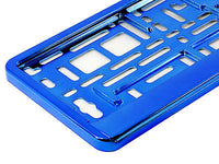 SUPER CHROME BLUE Car Number Plate Surround Holder FOR ANY CAR TRUCK VAN TRAILER