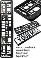 2X PURE BLACK Car Number Plate Surround Holder FOR ANY CAR VAN TRAILER TUNING