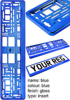 SUPER CHROME BLUE Car Number Plate Surround Holder FOR ANY CAR TRUCK VAN TRAILER