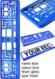 SUPER CHROME BLUE Car Number Plate Surround Holder FOR ANY CAR TRUCK VAN TRAILER