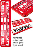 SUPER CHROME RED Car Number Plate Surround Holder FOR ANY CAR, TRUCK VAN TRAILER
