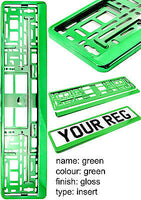 CHROME GREEN Car Number Plate Surround Holder FOR ANY CAR TRUCK VAN TRAILER