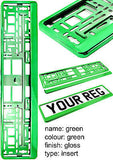CHROME GREEN Car Number Plate Surround Holder FOR ANY CAR TRUCK VAN TRAILER