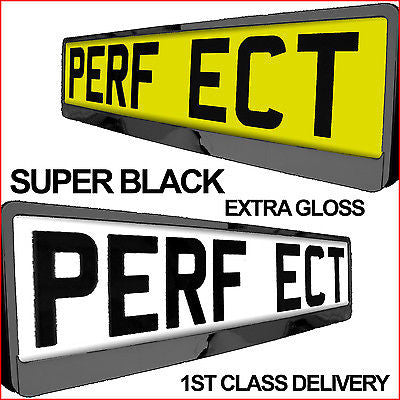 PAIR 2X SUPER BLACK PREMIUM CAR Number Plate Surround Holder for ANY CAR TUNING