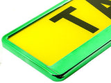 CHROME GREEN Car Number Plate Surround Holder FOR ANY CAR TRUCK VAN TRAILER