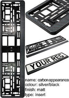 CARBON APPEARANCE Car Number Plate Surround Holder FOR ANY CAR TRUCK VAN TRAILER