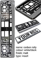 CARBON RALLY Car Number Plate Surround Holder FOR ANY CAR TRUCK VAN TRAILER