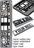 CARBON RALLY Car Number Plate Surround Holder FOR ANY CAR TRUCK VAN TRAILER