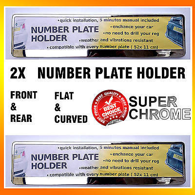 2 X NEW SUPER CHROME NUMBER PLATE TWO SURROUNDS HOLDERS FRAMES PAIR FOR CAR