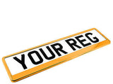 SUPER CHROME ORANGE Car Number Plate Surround Holder FOR ANY CAR VAN TRAILER