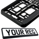 PURE BLACK Car Number Plate Surround Holder FOR ANY CAR TRUCK VAN TRAILER TUNING