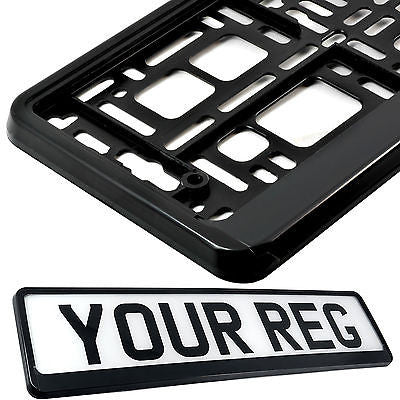 PURE BLACK Car Number Plate Surround Holder FOR ANY CAR TRUCK VAN TRAILER TUNING
