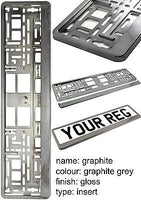 GRAPHITE GREY CHROME Car Number Plate Surround Holder FOR ANY CAR VAN TRAILER