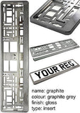 GRAPHITE GREY CHROME Car Number Plate Surround Holder FOR ANY CAR VAN TRAILER