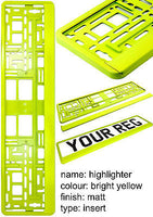 NEON YELLOW HIGHLIGHTER Car Number Plate Surround Holder FOR ANY CAR VAN TRAILER