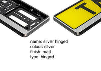 SILVER HINGED Car Number Plate Surround Holder FOR ANY CAR, TRUCK VAN TRAILER