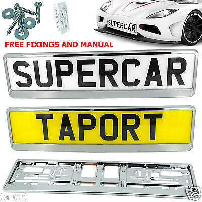 2 x SUPER CHROME EFFECT NUMBER PLATE HOLDER SURROUND FOR ANY CAR