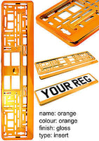 SUPER CHROME ORANGE Car Number Plate Surround Holder FOR ANY CAR VAN TRAILER