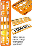 SUPER CHROME ORANGE Car Number Plate Surround Holder FOR ANY CAR VAN TRAILER