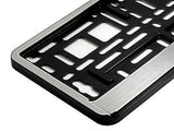 STAINLESS STEEL EFFECT FRONT Car Number Plate Surround Holder FOR ANY CAR VAN