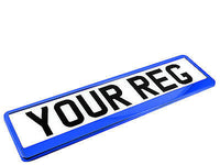 SUPER CHROME BLUE Car Number Plate Surround Holder FOR ANY CAR TRUCK VAN TRAILER