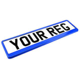 SUPER CHROME BLUE Car Number Plate Surround Holder FOR ANY CAR TRUCK VAN TRAILER