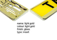 SUPER CHROME LIGHT GOLD Car Number Plate Surround Holder FOR ANY CAR VAN TRAILER