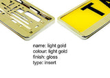 SUPER CHROME LIGHT GOLD Car Number Plate Surround Holder FOR ANY CAR VAN TRAILER