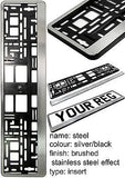 STAINLESS STEEL EFFECT FRONT Car Number Plate Surround Holder FOR ANY CAR VAN