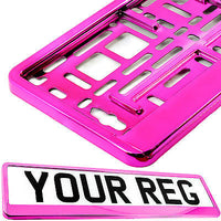 SUPER CHROME PINK GLOSS Car Number Plate Surround Holder FOR ANY CAR VAN TRAILER