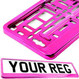 SUPER CHROME PINK GLOSS Car Number Plate Surround Holder FOR ANY CAR VAN TRAILER