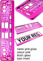 SUPER CHROME PINK GLOSS Car Number Plate Surround Holder FOR ANY CAR VAN TRAILER