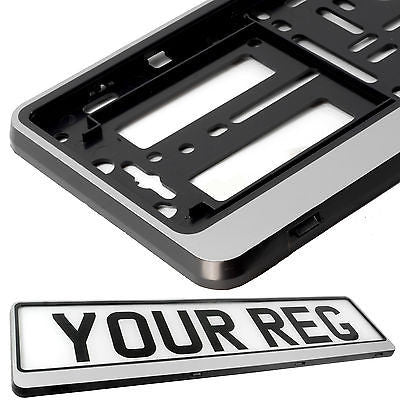 SILVER HINGED Car Number Plate Surround Holder FOR ANY CAR, TRUCK VAN TRAILER